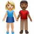 👩🏼‍🤝‍👨🏾 woman and man holding hands: medium-light skin tone, medium-dark skin tone display on Apple